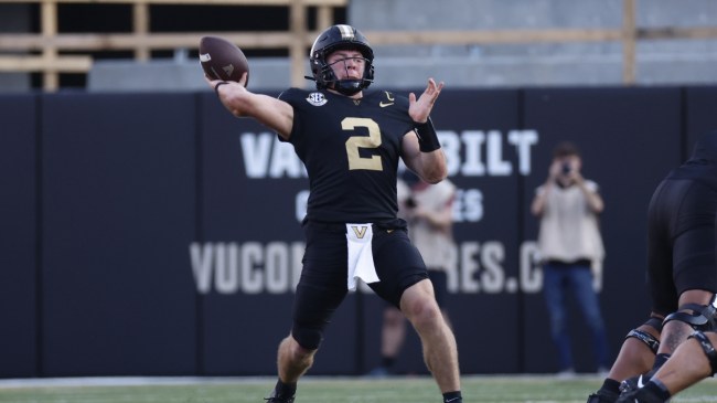 Vanderbilt QB Diego Pavia throws a pass vs. Alabama.