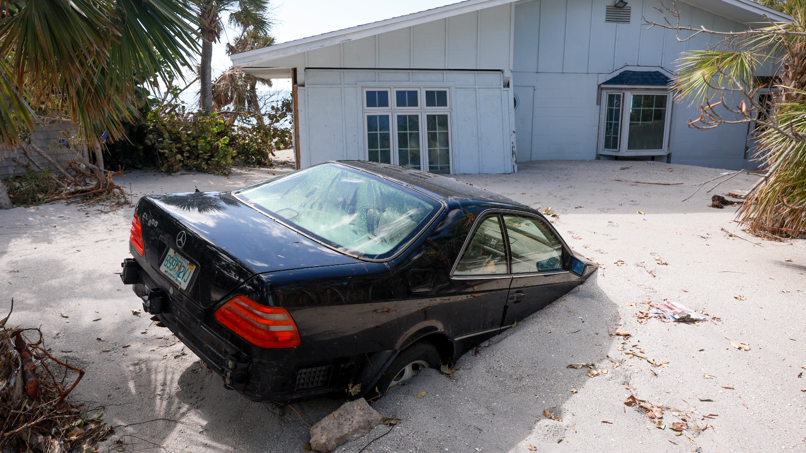 Hurricane Milton damage on Manasota Key near Sarasota, Florida