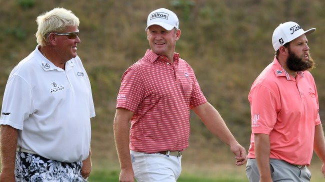 Pro golfers John Daly, Jamie Donaldson, and Andrew Johnston