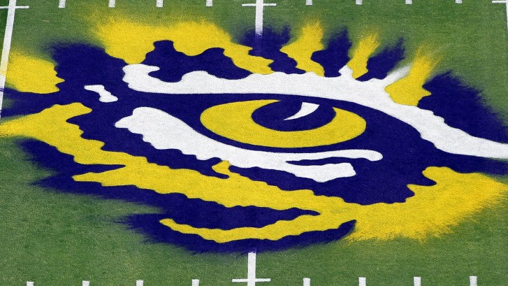 LSU Tigers logo on football field