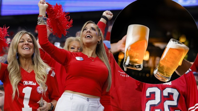 Ole Miss fans celebrate at a bowl game.