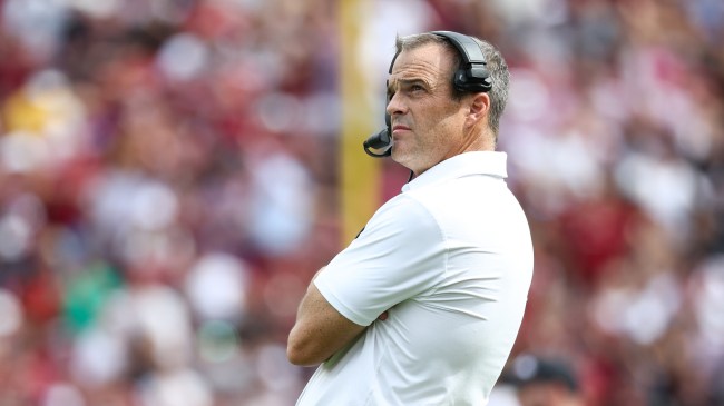South Carolina football coach Shane Beamer on the sidelines.
