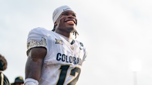 Travis Hunter on the field for the Colorado Buffaloes.