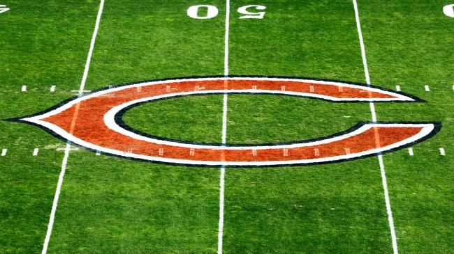 Chicago Bears midfield logo before game at Soldier Field