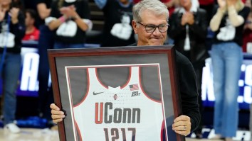 UConn Brings Live Goat on The Court To Celebrate Geno Auriemma