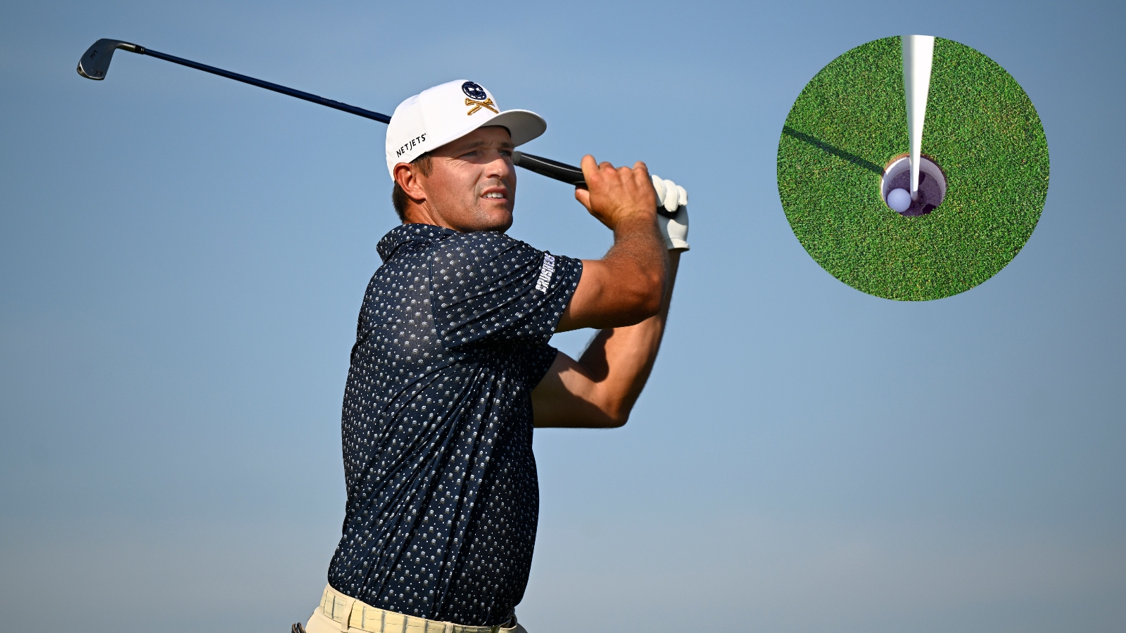 Bryson DeChambeau staring at a hole-in-one