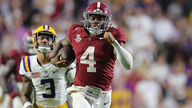 Alabama QB Jalen Milroe runs for a touchdown vs. LSU.