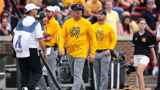 Head coach Brian Bohannon on the sidelines for the Kennesaw State football team.