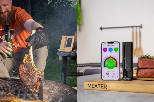 Meater thermometer and steak