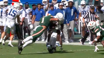 Miami Linebacker Somehow Avoids Penalty After Superman Punching Wide Receiver In The Head