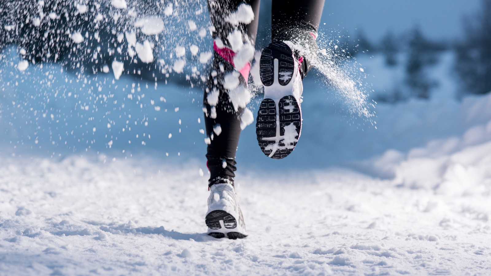 woman running in snow