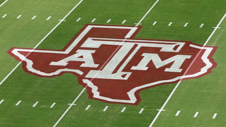 Texas A&M logo on football field