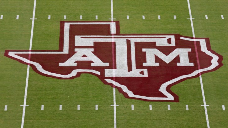 Texas A&M logo on field