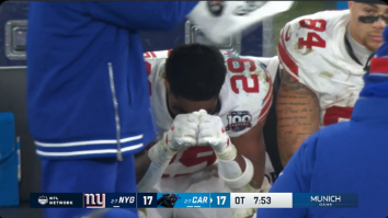 Giants’ Tyrone Tracy Jr. Cries On The Sideline After Fumbling Ball In Overtime During Loss