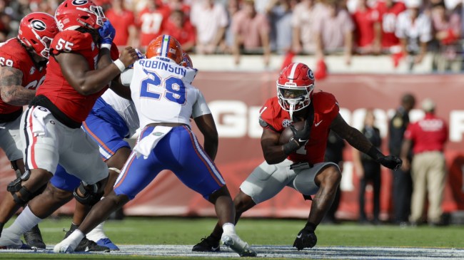 Georgia running back Trevor Etienne runs the ball against Florida.