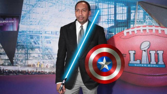 stephen a smith holding a lightsaber