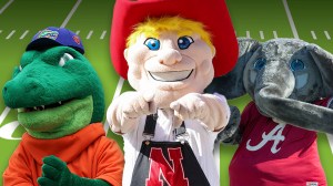 Florida, Nebraska, and Alabama mascots
