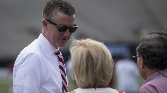Alabama AD Greg Byrne on the football field.