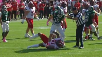 Dirty Foot Stomp To Chest Ignites All-Out Brawl As Tempers Flare At College Football Bowl Game