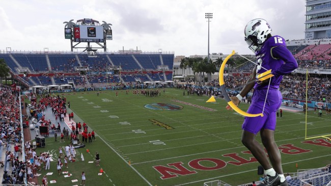 A James Madison football player pictured at the Boca Raton Bowl.