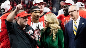 Georgia’s Kirby Smart Awkwardly Fires Shot At SEC Commissioner Greg Sankey During Trophy Presentation