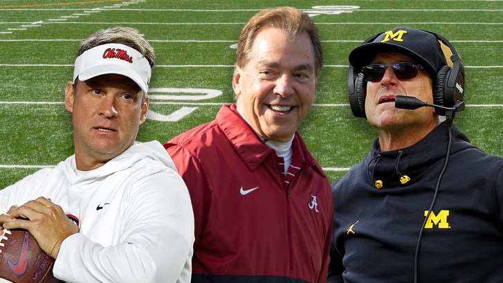 Lane Kiffin, Nick Saban, and Jim Harbaugh