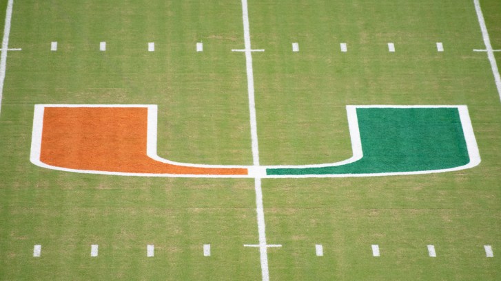 Miami logo on football field