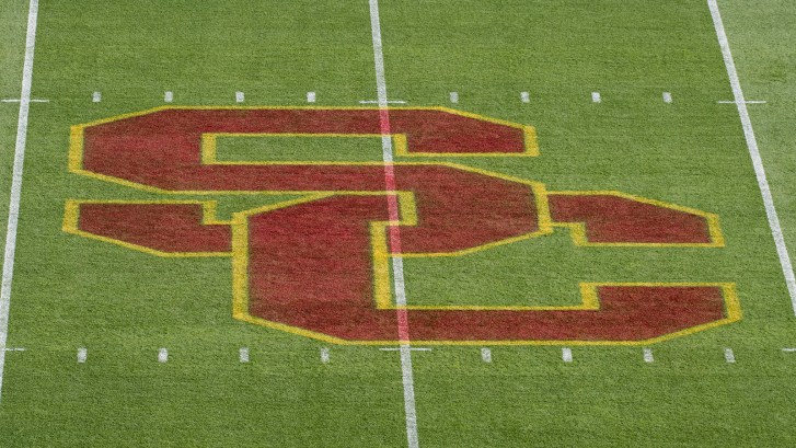 USC logo on football field