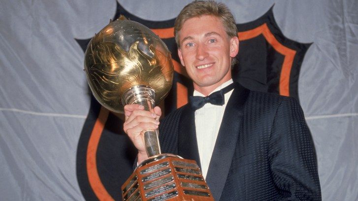 Wayne Gretzky with Hart Trophy