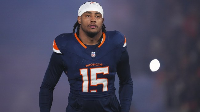 Denver Broncos LB Nik Bonitto runs onto the field.