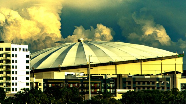 Tropicana field with cloud formation stadium