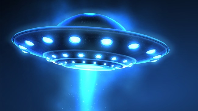 UFO hovering against a blue background