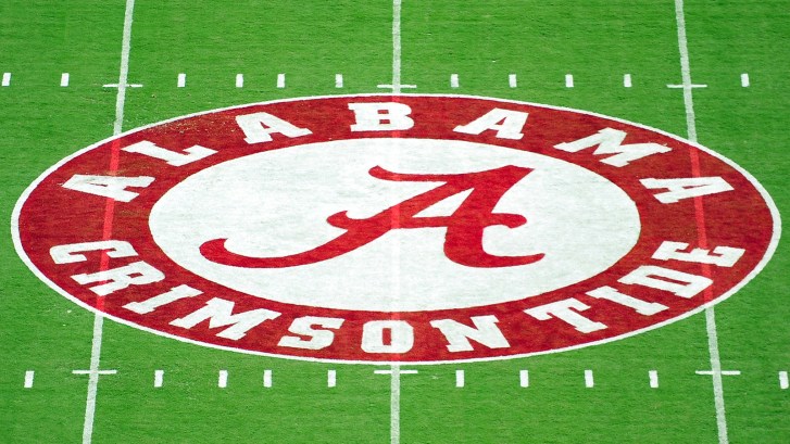 Alabama logo on football field