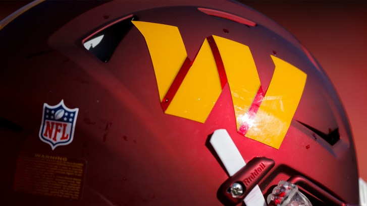 Commanders logo on helmet