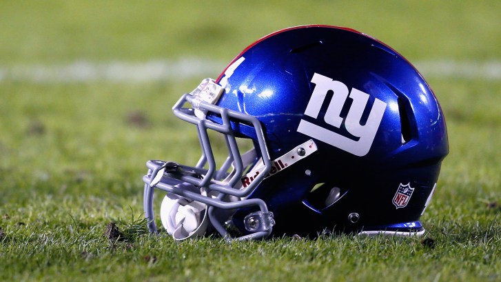 New York Giants helmet on field