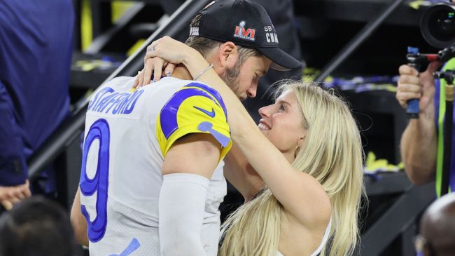 kelly and matthew stafford embracing