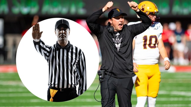 Arizona State football coach Kenny Dillingham reacts on the field during a game.