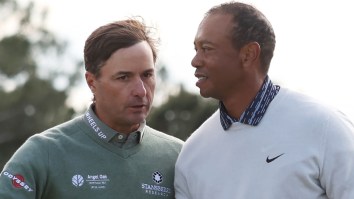 Tiger Woods Couldn’t Stop Laughing After Kevin Kisner Absolutely Botched A Bunker Shot During TGL Match