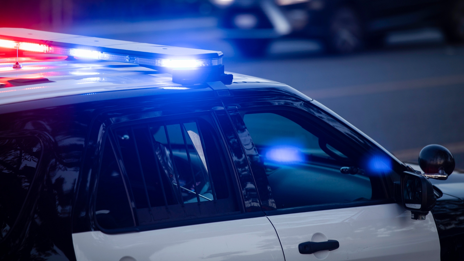 police vehicle with its lights on