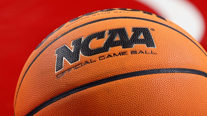 NCAA logo on basketball