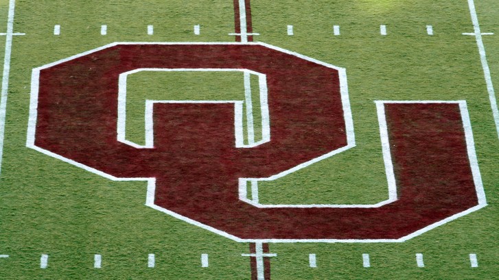 Oklahoma football logo on field