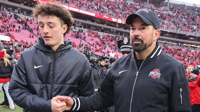 Ohio State coach Ryan Day with son RJ Day