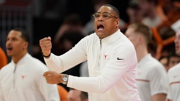 Texas Basketball Coach Taunts Rival With Tongue Out After Throwing Hypocritical Temper Tantrum