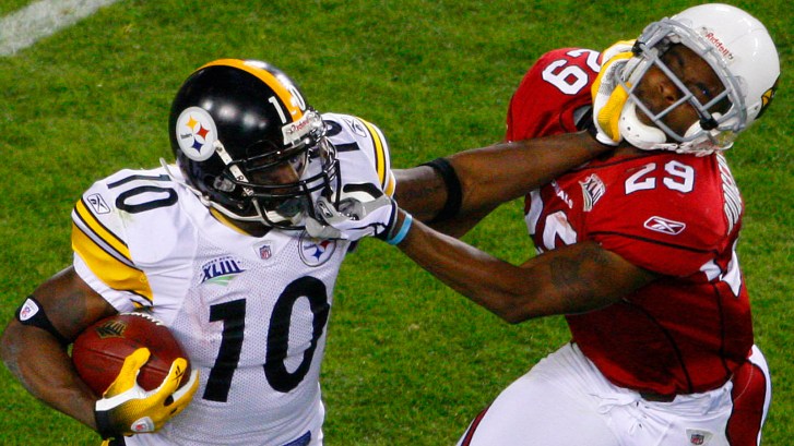 Steelers WR Santonio Holmes in Super Bowl XLIII