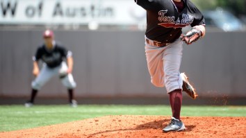 Texas State Pitcher With Psychotic Windup Dances On Aggies Grave With ‘Gladiator’ Style Thumbs Down