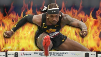 Phone Charger Explosion Causes Track To Literally Set On Fire During Race At Big Ten Championships