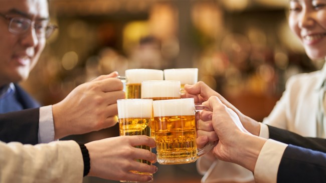Japanese people drinking beer