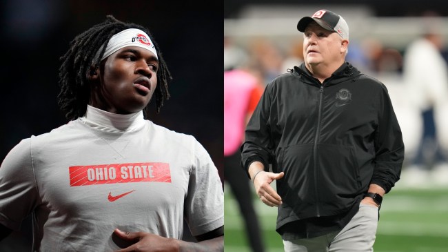 Ohio State WR Jeremiah Smith pictured beside Chip Kelly.