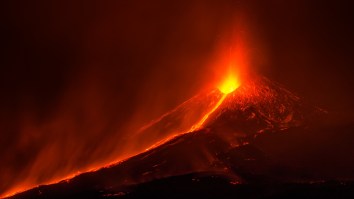 Mt. Etna Spewing Lava Over The Snow-Capped Volcano Is A Sight To Behold (Video)