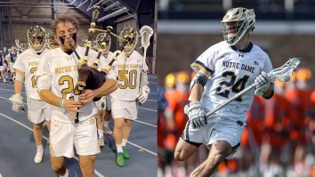 College Lacrosse All-American Leads Notre Dame Into Battle With Electrifying War Cry On Bagpipes